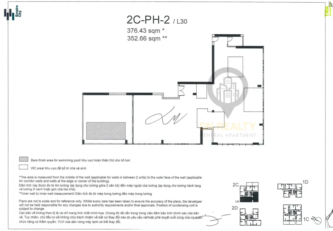Mặt bằng penthouse Empire City toà Tilia Căn hộ cao cấp tuyệt đỉnh