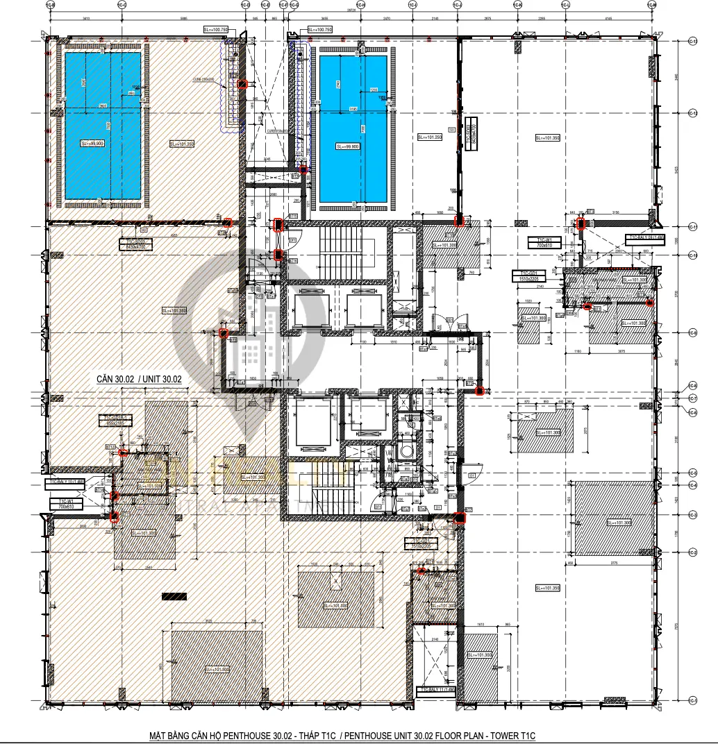 Mặt bằng penthouse Empire City toà Tilia Căn hộ cao cấp tuyệt đỉnh