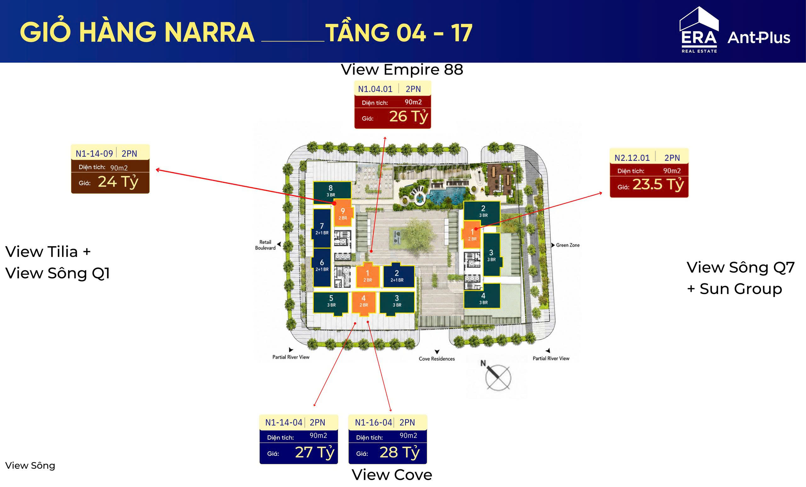 Giỏ hàng căn hộ Thủ Đức Narra Residences 2PN tháng 8 2026
