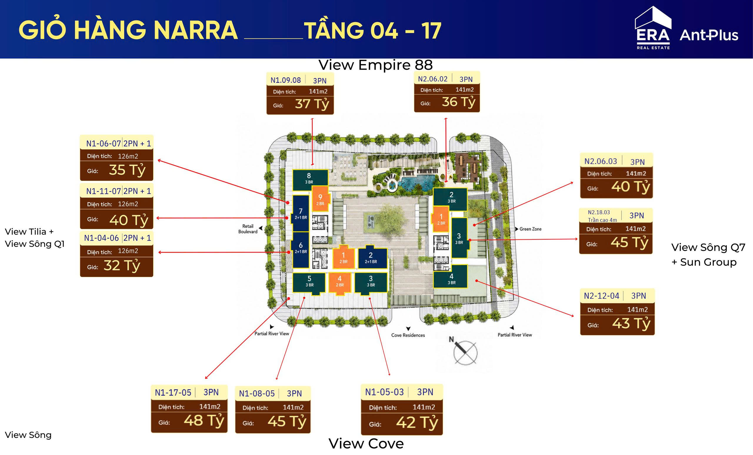 Giỏ hàng Narra Residences 2PN cộng 1 và 3PN Empire City