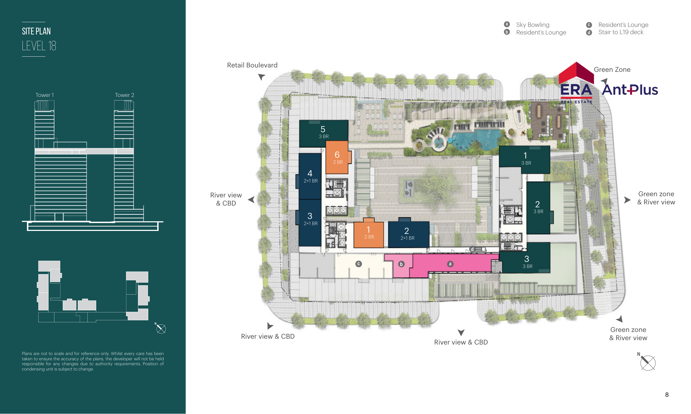Mặt bằng tầng tiện ích Narra Residences với Sky Bowling và Resident Lounge