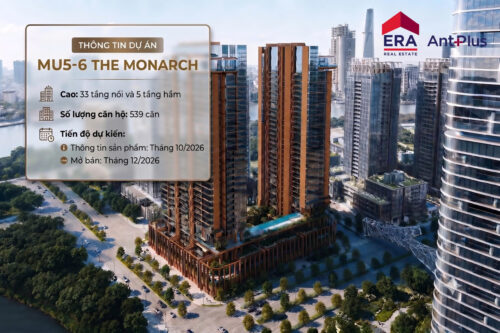 The Monarch MU5-6 Empire City gồm 539 căn hộ, cao 33 tầng nổi và 5 tầng hầm
