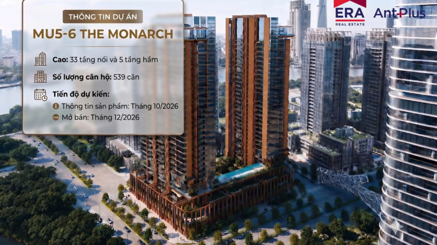 The Monarch MU5-6 Empire City gồm 539 căn hộ, cao 33 tầng nổi và 5 tầng hầm