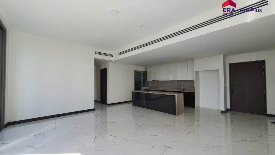 Phòng khách và bếp căn hộ Linden 127m² chưa có nội thất rời