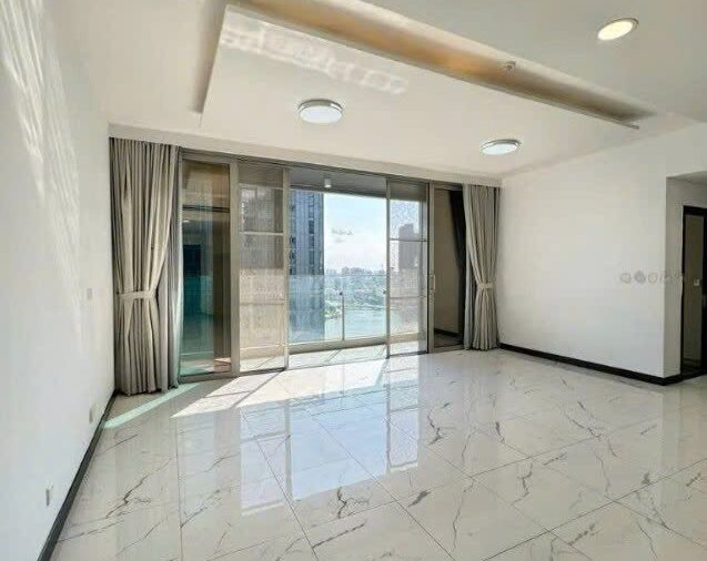 Phòng khách sàn đá marble căn hộ Linden view pháo hoa
