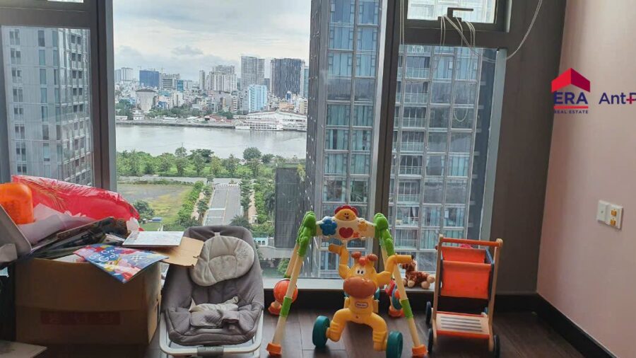 Phòng ngủ trẻ em căn hộ Linden nhìn ra sông Sài Gòn
