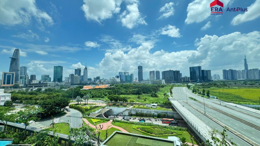 Cho thuê căn hộ 1PN Linden: view sông Sài Gòn và skyline Quận 1 từ căn hộ 1PN Linden T2A-07-01
