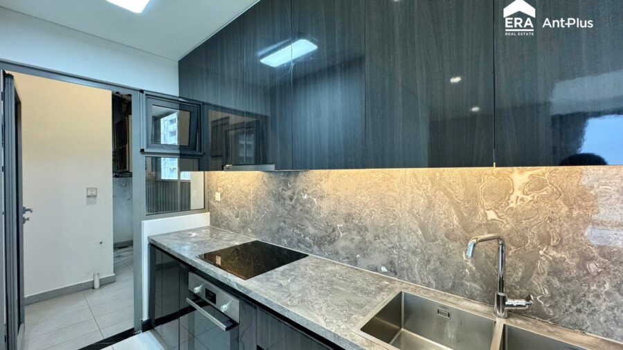 Bếp từ, lò nướng âm và bồn rửa đôi căn hộ Tilia
