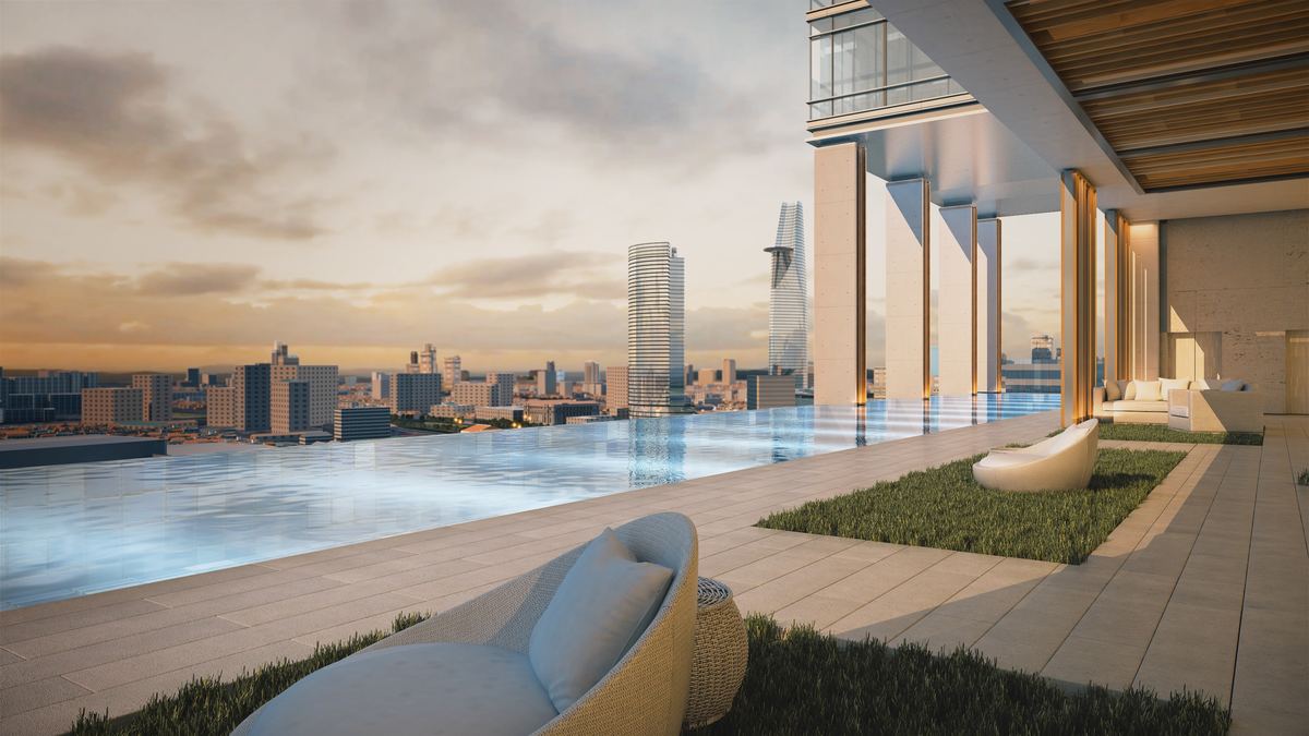 Hồ bơi trên cao tại phân khu Narra Residences, Empire City